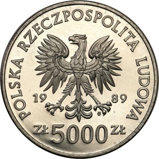 Awers monety - PRÓBA 5000 złotych 1989 MW AWB "Wladyslaw II Jagiełło" Nikiel Popiersie - cena  monety - Polska, PRL