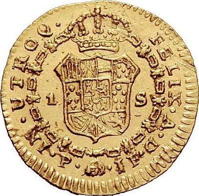 Reverso 1 escudo 1809 P JF - valor de la moneda de oro - Colombia, Fernando VII