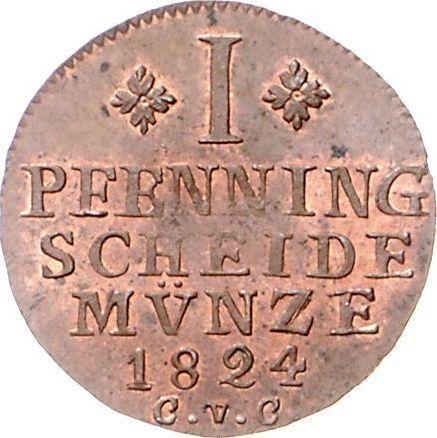 Reverso 1 Pfennig 1824 CvC - valor de la moneda  - Brunswick-Wolfenbüttel, Carlos II