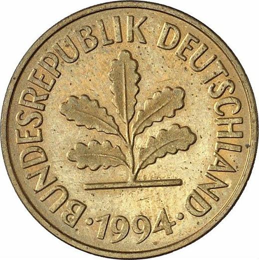 Rewers monety - 5 fenigów 1994 G - cena  monety - Niemcy, RFN