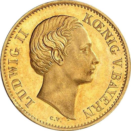 Anverso 1 florín Sin fecha (1864) "del Año Nuevo" Oro - valor de la moneda de oro - Baviera, Luis II de Baviera