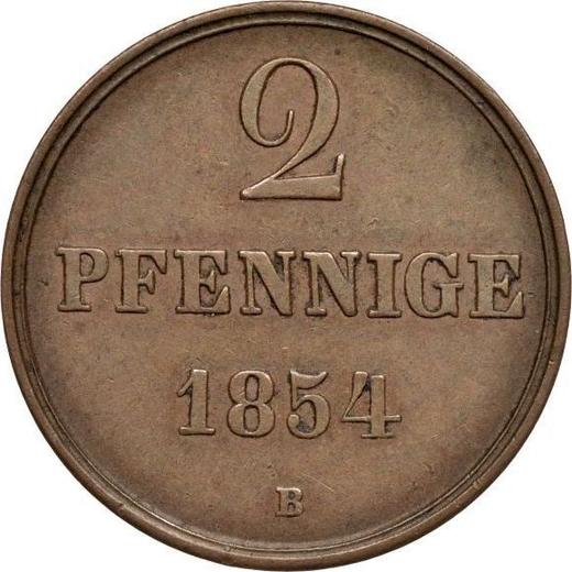 Реверс монеты - 2 пфеннига 1854 года B - цена  монеты - Ганновер, Георг V