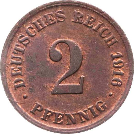 Аверс монеты - 2 пфеннига 1916 года D "Тип 1904-1916" - цена  монеты - Германия, Германская Империя