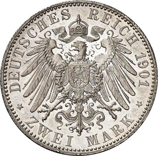 Rewers monety - 2 marki 1901 A "Reuss-Greiz" - cena srebrnej monety - Niemcy, Cesarstwo Niemieckie