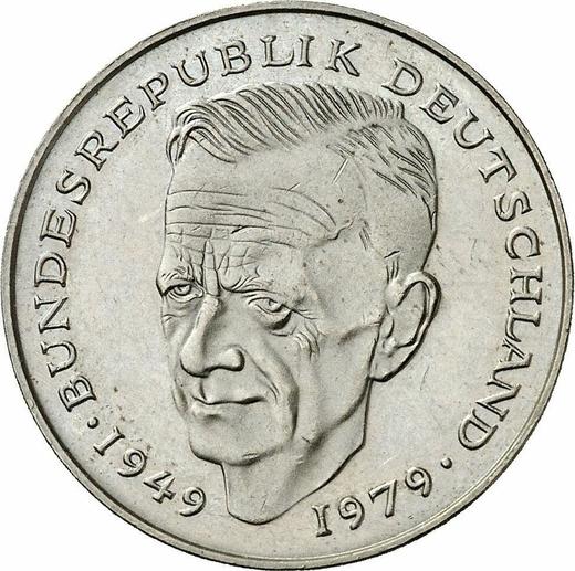 Аверс монеты - 2 марки 1986 года G "Курт Шумахер" - цена  монеты - Германия, ФРГ