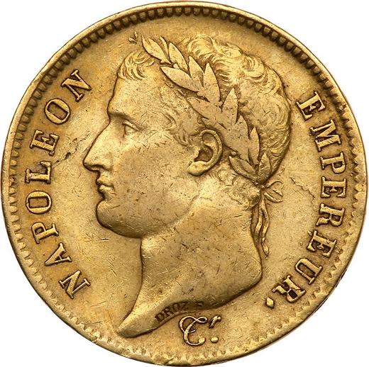 Anverso 40 francos 1810 W "Tipo 1809-1813" Lila - valor de la moneda de oro - Francia, Napoleón I Bonaparte
