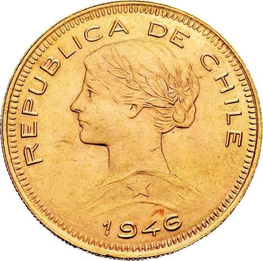 Аверс монеты - 100 песо 1946 года So - цена золотой монеты - Чили, Республика