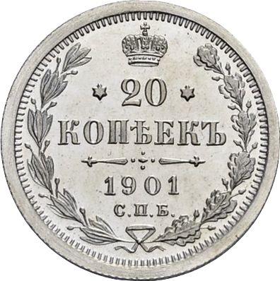 Rewers monety - 20 kopiejek 1901 СПБ ФЗ - cena srebrnej monety - Rosja, Mikołaj II