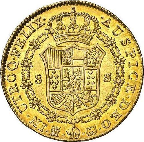 Revers 8 Escudos 1818 M GJ - Goldmünze Wert - Spanien, Ferdinand VII