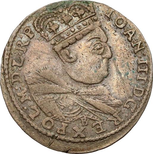 Аверс монеты - Трояк (3 гроша) 1684 года C B "Портрет в короне" - цена серебряной монеты - Польша, Ян III Собеский