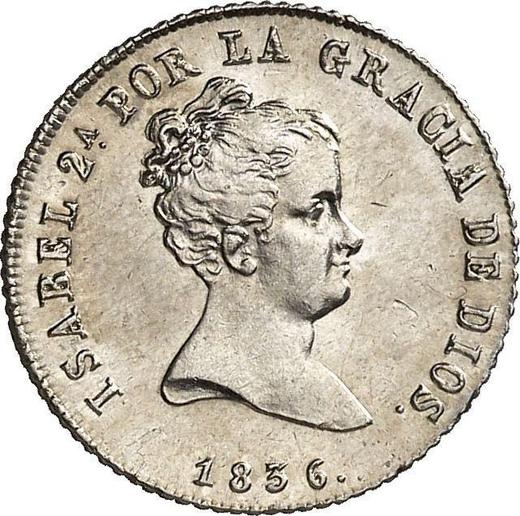Аверс монеты - 2 реала 1836 года S DR - цена серебряной монеты - Испания, Изабелла II