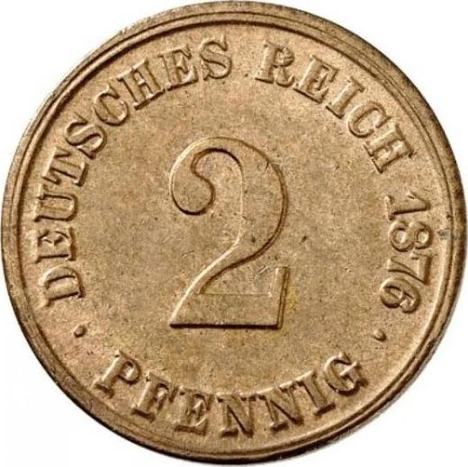 Аверс монеты - 2 пфеннига 1876 года H "Тип 1873-1877" - цена  монеты - Германия, Германская Империя