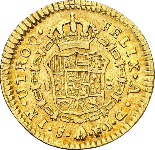 Reverso 1 escudo 1804 So FJ - valor de la moneda de oro - Chile, Carlos IV