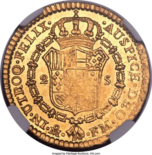 Реверс монеты - 2 эскудо 1801 года Mo FM - цена золотой монеты - Мексика, Карл IV