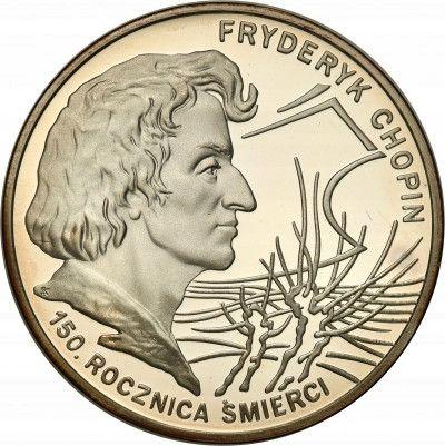 Reverso 10 eslotis 1999 MW NR "150 aniversario de la muerte de Frédéric Chopin" - valor de la moneda de plata - Polonia, República moderna