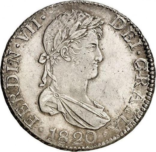 Obverse 8 Reales 1820 S CJ - Silver Coin Value - Spain, Ferdinand VII