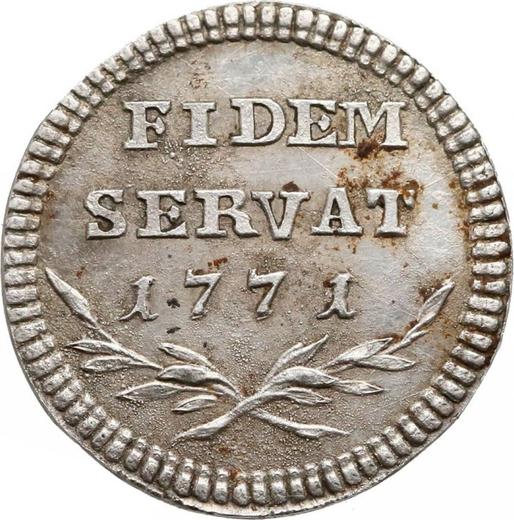 Rewers monety - Półzłotek (2 grosze) 1771 "FIDEM SERVAT" Z wieńcem - cena srebrnej monety - Polska, Stanisław II August