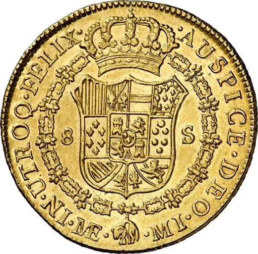 Reverso 8 escudos 1780 MI - valor de la moneda de oro - Perú, Carlos III