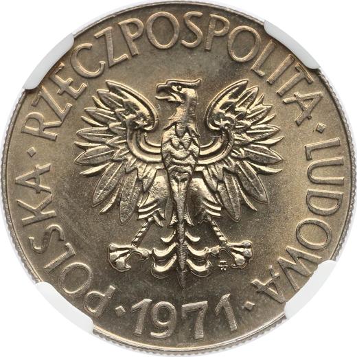 Anverso 10 eslotis 1971 MW "Bicentenario de la muerte de Tadeusz Kościuszko" - valor de la moneda  - Polonia, República Popular