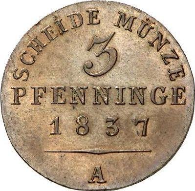 Reverso 3 Pfennige 1837 A - valor de la moneda  - Prusia, Federico Guillermo III