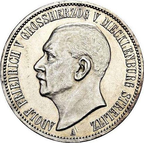 Аверс монеты - 3 марки 1913 года A "Мекленбург-Штрелиц" - цена серебряной монеты - Германия, Германская Империя