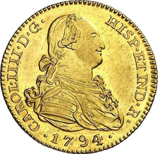 Obverse 2 Escudos 1794 M MF - Gold Coin Value - Spain, Charles IV