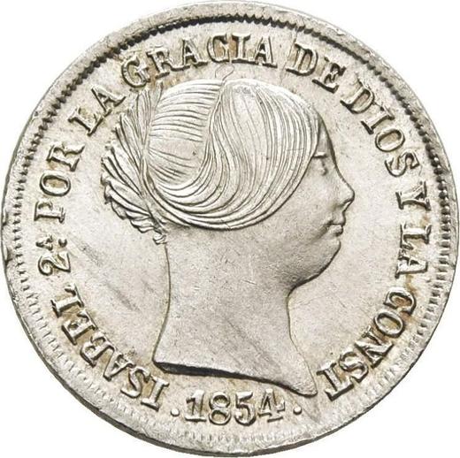 Obverse 2 Reales 1854 7-pointed star - Spain, Isabella II