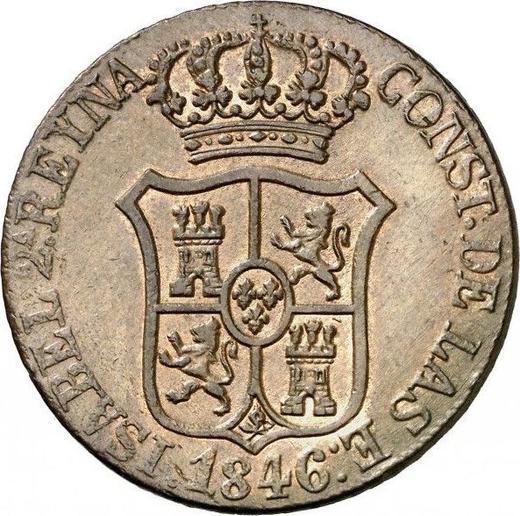 Obverse 6 Cuartos 1846 "Catalonia" Flowers with 7 petals -  Coin Value - Spain, Isabella II