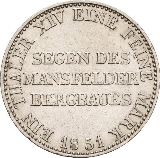 Reverso Tálero 1851 A "Minero" - valor de la moneda de plata - Prusia, Federico Guillermo IV
