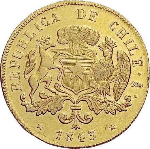 Anverso 8 escudos 1843 So IJ Leyenda del canto - valor de la moneda de oro - Chile, República