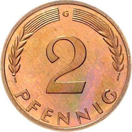 Obverse 2 Pfennig 1964 G -  Coin Value - Germany, FRG