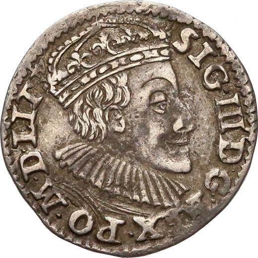 Аверс монеты - Трояк (3 гроша) 1590 года ID "Олькушский монетный двор" - цена серебряной монеты - Польша, Сигизмунд III Ваза