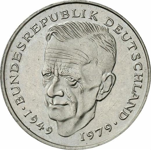 Obverse 2 Mark 1986 F "Kurt Schumacher" -  Coin Value - Germany, FRG