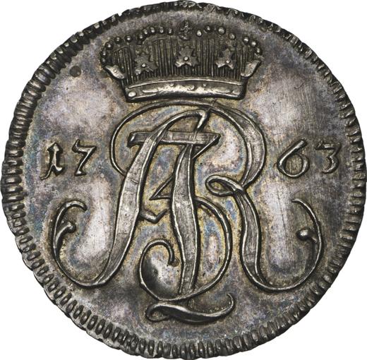 Anverso Trojak (3 groszy) 1763 REOE "de Gdansk" Plata pura - valor de la moneda de plata - Polonia, Augusto III