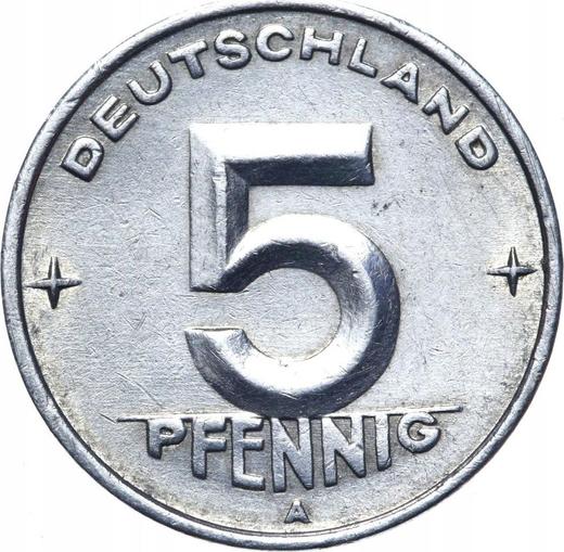 Аверс монеты - 5 пфеннигов 1950 года A - цена  монеты - Германия, ГДР