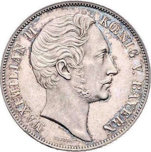 Аверс монеты - 1 гульден 1856 года - цена серебряной монеты - Бавария, Максимилиан II