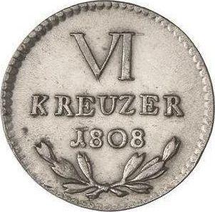 Реверс монеты - 6 крейцеров 1808 года - цена серебряной монеты - Баден, Карл Фридрих