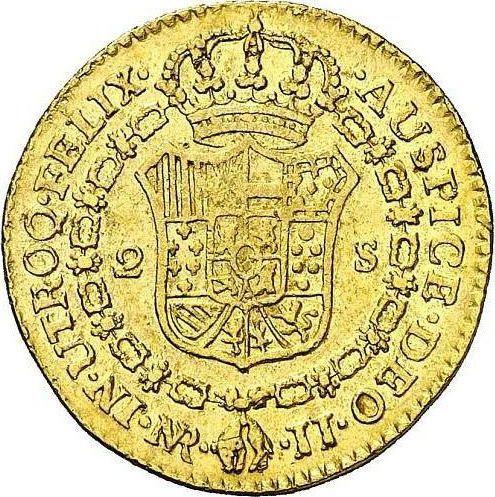 Reverso 2 escudos 1791 NR JJ "Tipo 1789-1791" - valor de la moneda de oro - Colombia, Carlos IV