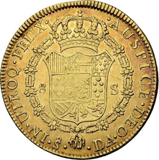 Reverso 8 escudos 1799 So DA - valor de la moneda de oro - Chile, Carlos IV