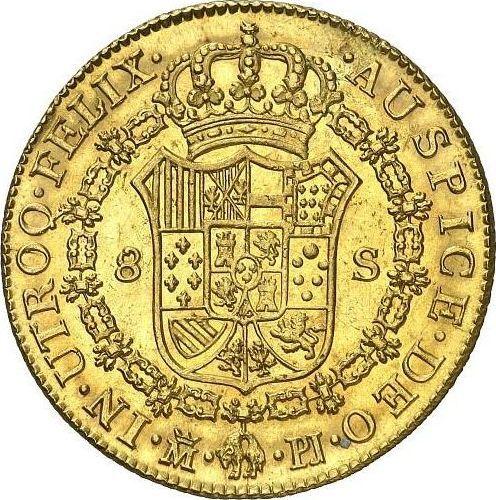 Реверс монеты - 8 эскудо 1777 года M PJ - цена золотой монеты - Испания, Карл III