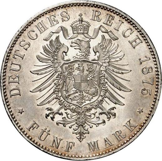 Reverso 5 marcos 1875 G "Baden" Inscripción "BΛDEN" - valor de la moneda de plata - Alemania, Imperio alemán