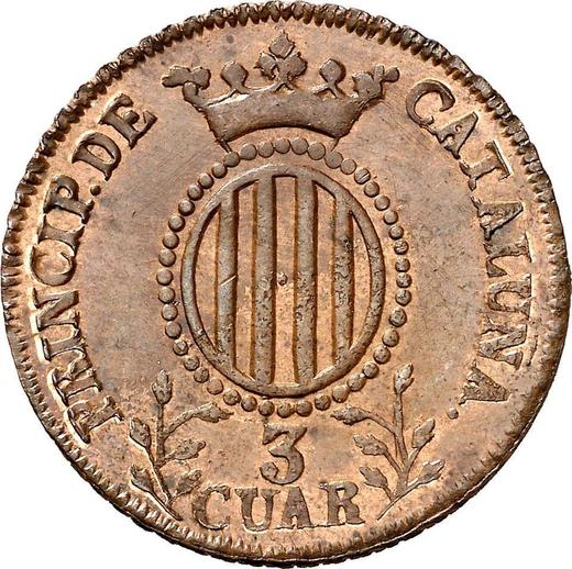Reverso 3 cuartos 1839 "Cataluña" - valor de la moneda  - España, Isabel II