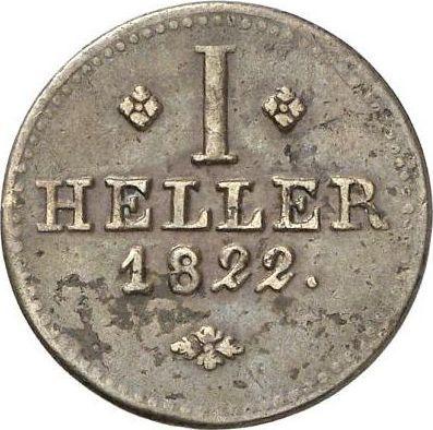 Rewers monety - 1 halerz 1822 - cena  monety - Hesja-Kassel, Wilhelm II