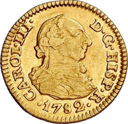 Аверс монеты - 1/2 эскудо 1782 года S CF - цена золотой монеты - Испания, Карл III