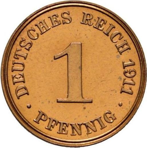 Аверс монеты - 1 пфенниг 1911 года J "Тип 1890-1916" - цена  монеты - Германия, Германская Империя