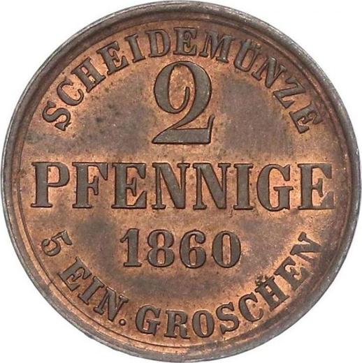 Реверс монеты - 2 пфеннига 1860 года - цена  монеты - Брауншвейг-Вольфенбюттель, Вильгельм