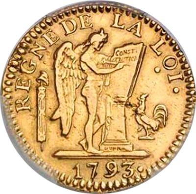 Awers monety - 24 liwrów AN II (1793) N Montpellier - Francja, I Republika