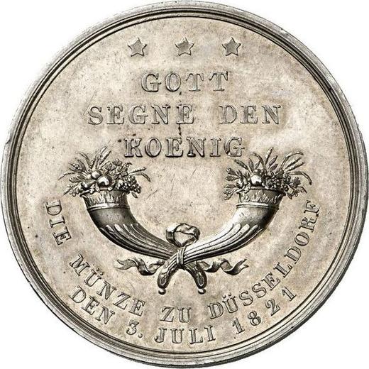 Reverso Tálero 1821 "Visita del rey a la casa de moneda" Plata - valor de la moneda de plata - Prusia, Federico Guillermo III