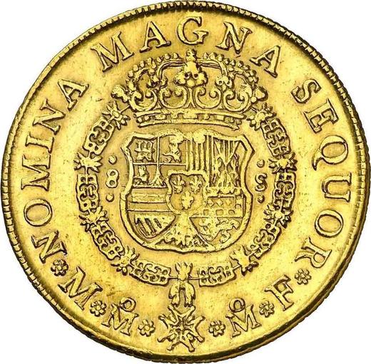 Реверс монеты - 8 эскудо 1750 года Mo MF - цена золотой монеты - Мексика, Фердинанд VI