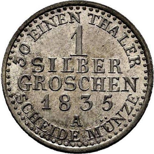 Reverso 1 Silber Groschen 1835 A - valor de la moneda de plata - Prusia, Federico Guillermo III